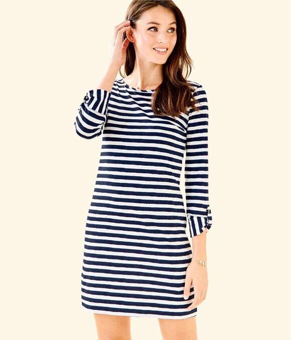 Lilly Pulitzer Dresses & Skirts - Lilly Pulitzer Marlowe Watercolor Striped Dress Navy Large Nautical Coastal